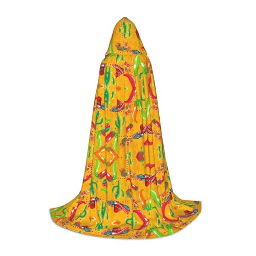 Kfjghhl Kaktushut und Chili-Pfeffer-Umhang, langer Kapuzenumhang, Hexenkostüm, Halloween-Kostüm, für Damen und Herren, 88,9–149,7 cm von Kfjghhl