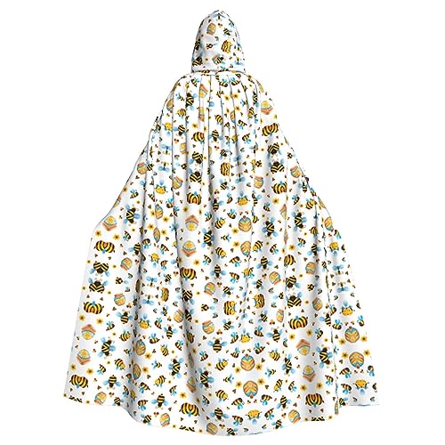 Kfjghhl Kapuzenumhang mit Cartoon-Bienenmuster, Kostüm, Party, Halloween, Cosplay, Erwachsene, Kapuzenmantel, Weihnachten, 147,3 cm von Kfjghhl