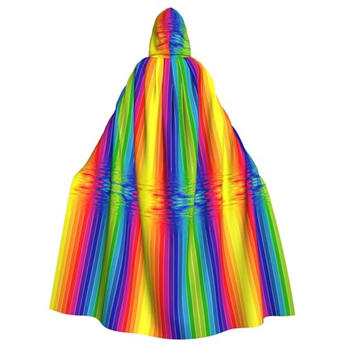 Kfjghhl Kapuzenumhang mit Regenbogen-Motiv, Unisex, gestreift, Kostüm, Party, Halloween, Cosplay, Erwachsene, Kapuzenmantel, Weihnachten, 147,3 cm von Kfjghhl