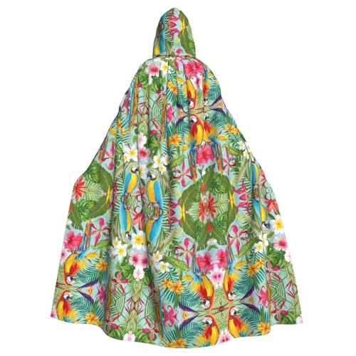 Kfjghhl Kapuzenumhang mit tropischen Pflanzen und Papageien, Unisex, für Party, Halloween, Cosplay, Erwachsene, Weihnachten, 147,3 cm Kfjghhl Kapuzenumhang mit tropischen Pflanzen und Papageien, Unisex, für Party, Halloween, Cosplay, Erwachsene, Weihnachten, 147,3 cm von Kfjghhl