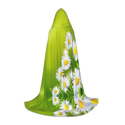 Kfjghhl Langer Kapuzenumhang mit Blumenmotiv und Gänseblümchen, Hexenkostüm, Halloween-Kostüm, für Damen und Herren, 88,9–149,7 cm von Kfjghhl
