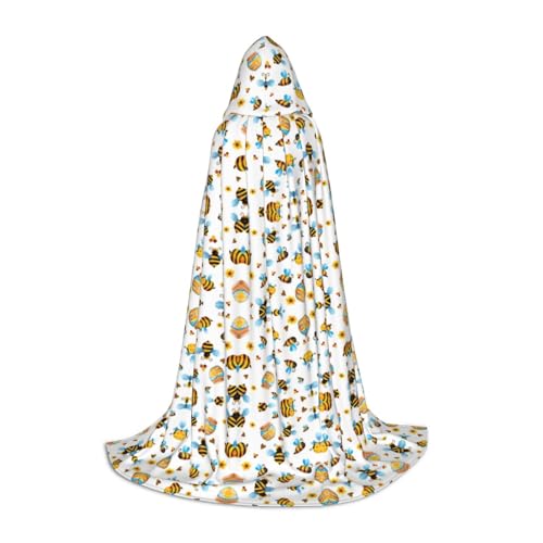 Kfjghhl Langer Kapuzenumhang mit Cartoon-Bienenmuster, für Teenager, Kinder, Hexenkostüm, Halloween-Kostüm, für Damen und Herren, 88,9–149,7 cm Kfjghhl Langer Kapuzenumhang mit Cartoon-Bienenmuster, für Teenager, Kinder, Hexenkostüm, Halloween-Kostüm, für Damen und Herren, 88,9–149,7 cm von Kfjghhl