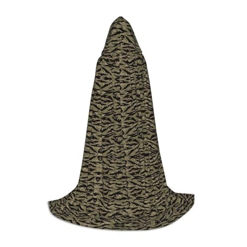 Kfjghhl Langer Kapuzenumhang mit Tigerstreifen, Camouflage, für Teenager, Kinder, Hexenkostüm, Halloween-Kostüm, für Damen und Herren, 88,9–149,7 cm von Kfjghhl