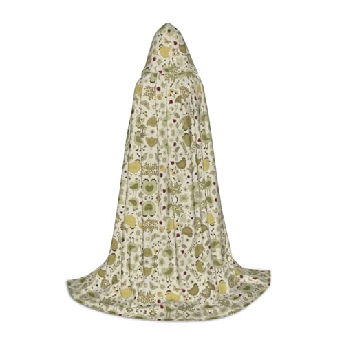 Kfjghhl Langer Kapuzenumhang mit gelben Blättern, Huhn, Teenager, Kind, Hexenkostüm, Halloween-Kostüm, für Damen und Herren, 88,9–149,7 cm von Kfjghhl