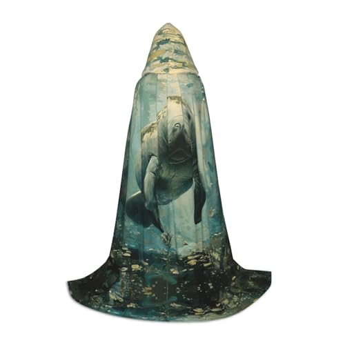 Kfjghhl Langer Umhang mit Kapuze, Seekuh, Hexenkostüm, Halloween-Kostüm, für Damen und Herren, 88,9–149,7 cm von Kfjghhl