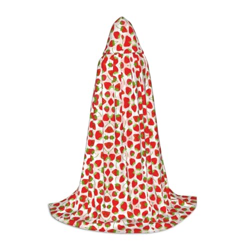 Kfjghhl Langer Umhang mit Kapuze und Erdbeere, für Teenager, Kinder, Hexenkostüm, Halloween-Kostüm, für Damen und Herren, 88,9–149,7 cm Kfjghhl Langer Umhang mit Kapuze und Erdbeere, für Teenager, Kinder, Hexenkostüm, Halloween-Kostüm, für Damen und Herren, 88,9–149,7 cm von Kfjghhl