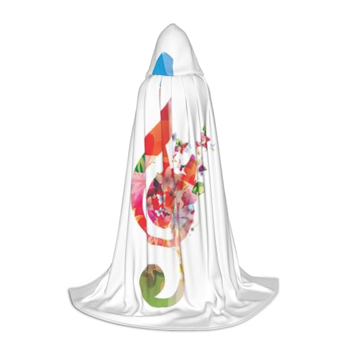 Kfjghhl Langer Umhang mit Kapuze und buntem Musik, für Teenager, Kinder, Hexenkostüm, Halloween-Kostüm, für Damen und Herren, 88,9–149,7 cm von Kfjghhl