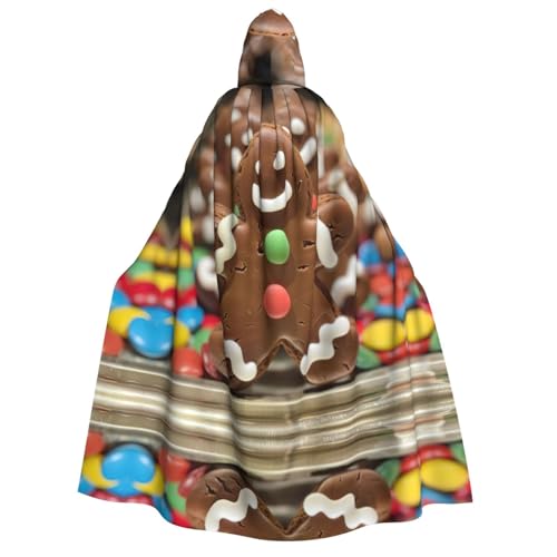 Kfjghhl Lebkuchenmann, Süßigkeiten-Halloween-Umhang, goldener Kapuzenumhang, volle Länge, Robe, Umhang, Halloween-Kostüm, Cosplay, Party von Kfjghhl