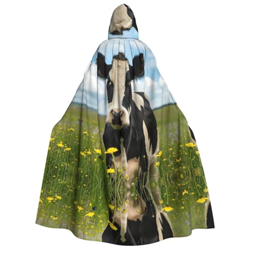 Kfjghhl Milch Kuh Halloween Umhang Goldener Kapuzenumhang volle Länge Robe Umhang Halloween Kostüm Cosplay Party von Kfjghhl