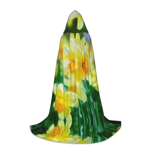 Kfjghhl Narzissen-Blume, langer Umhang mit Kapuze, für Teenager, Kinder, Hexenkostüm, Halloween-Kostüm, für Damen und Herren, 88,9–149,7 cm von Kfjghhl