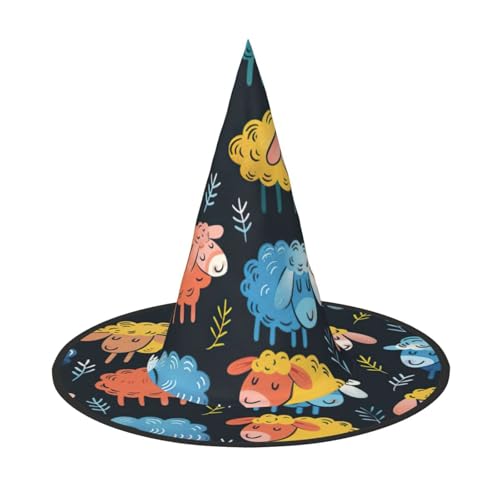 Kfjghhl Niedliches buntes Schaf, Cartoon-Muster, Halloween-Hut, böse Kostüme, Erwachsene, Unisex, Stirnband, Kostümzubehör, Weihnachtsfeier, Cosplay, Zauberer-Kostüm, Outfit, Halloween Kfjghhl Niedliches buntes Schaf, Cartoon-Muster, Halloween-Hut, böse Kostüme, Erwachsene, Unisex, Stirnband, Kostümzubehör, Weihnachtsfeier, Cosplay, Zauberer-Kostüm, Outfit, Halloween von Kfjghhl