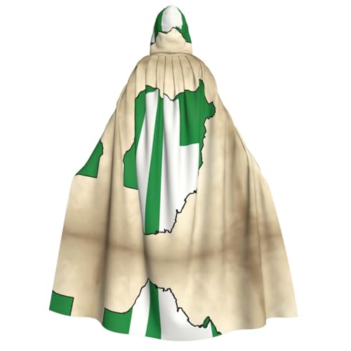 Kfjghhl Nigeria-Flagge, Map02, Halloween-Umhang, goldener Kapuzenumhang, volle Länge, Robe, Umhang, Halloween-Kostüm, Cosplay, Party von Kfjghhl