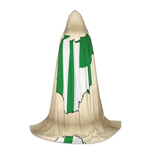 Kfjghhl Nigeria-Flagge, langer Umhang mit Kapuze, Umhang, Hexenkostüm, Halloween-Kostüm, für Damen und Herren, 88,9–149,7 cm von Kfjghhl