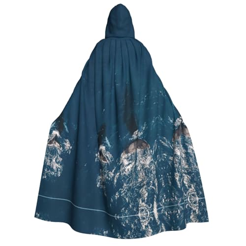 Kfjghhl Ocean Säugetier Wal Halloween Umhang Goldener Kapuzenumhang volle Länge Robe Umhang Halloween Kostüm Cosplay Party von Kfjghhl