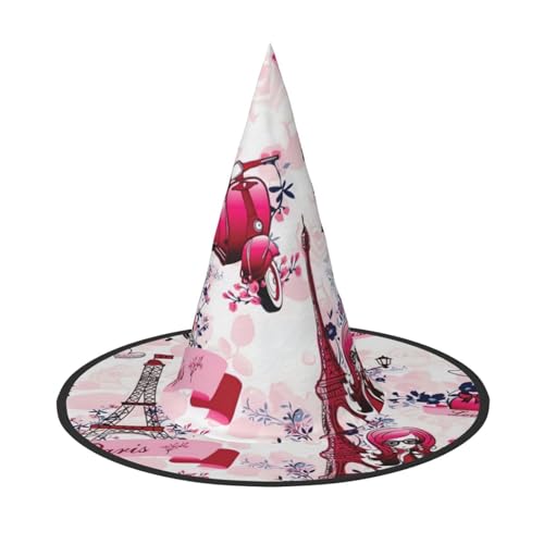 Kfjghhl Paris Eiffelturm Frankreich Halloween Hut Wicked Kostüme Erwachsene Unisex Stirnband Verkleidung Zubehör Weihnachten Party Cosplay Magier Kostüm Outfit Halloween von Kfjghhl