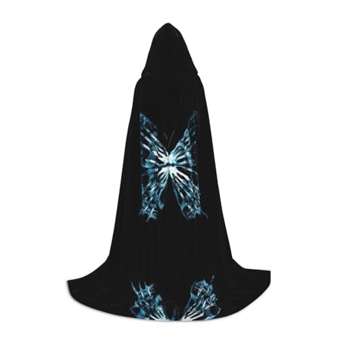 Kfjghhl Schmetterling X Ray Langer Kapuzenumhang Teenager Kind Umhang Hexenkostüm Halloween Kostüm Damen Herren 88,9-149,7 cm von Kfjghhl