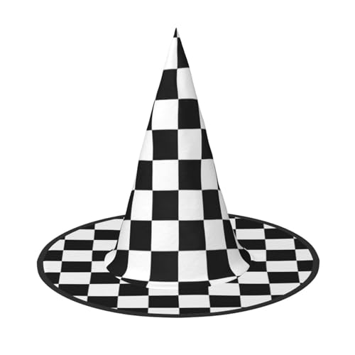 Kfjghhl Schwarz-Weiß-karierter Halloween-Hut, böse Kostüme, für Erwachsene, Unisex, Stirnband, Kostümzubehör, Weihnachtsfeier, Cosplay, Zauberer-Kostüm, Outfit, Halloween Kfjghhl Schwarz-Weiß-karierter Halloween-Hut, böse Kostüme, für Erwachsene, Unisex, Stirnband, Kostümzubehör, Weihnachtsfeier, Cosplay, Zauberer-Kostüm, Outfit, Halloween von Kfjghhl