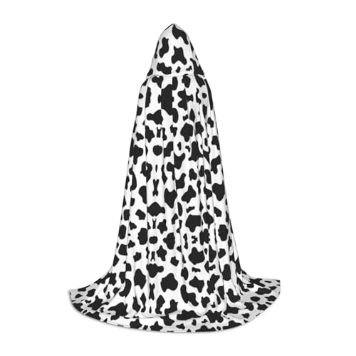 Kfjghhl Schwarzer und weißer Leopardenumhang mit Kapuze, Umhang, Hexenkostüm, Halloween-Kostüm, für Damen und Herren, 88,9–149,7 cm von Kfjghhl