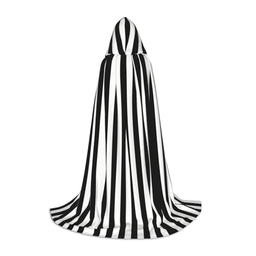 Kfjghhl Schwarzer und weißer gestreifter langer Kapuzenumhang für Jugendliche und Kinder, Hexenkostüm, Halloween-Kostüm, für Damen und Herren, 88,9–149,7 cm Kfjghhl Schwarzer und weißer gestreifter langer Kapuzenumhang für Jugendliche und Kinder, Hexenkostüm, Halloween-Kostüm, für Damen und Herren, 88,9–149,7 cm von Kfjghhl