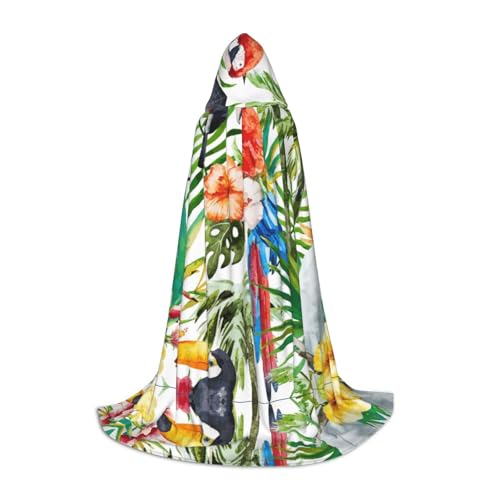 Kfjghhl Tukane Papagei Palme Blätter langer Kapuzenumhang Teenager Kind Umhang Hexenkostüm Halloween Kostüm Damen Herren 88,9-149,7 cm Kfjghhl Tukane Papagei Palme Blätter langer Kapuzenumhang Teenager Kind Umhang Hexenkostüm Halloween Kostüm Damen Herren 88,9-149,7 cm von Kfjghhl