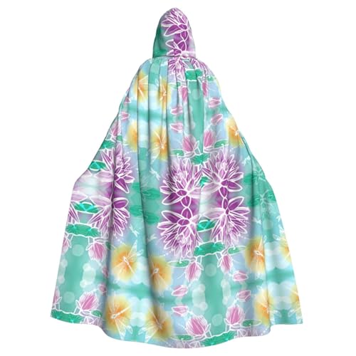 Kfjghhl Unisex Kapuzenumhang mit Lotus- und Libellenmotiv, Kostüm, Party, Halloween, Cosplay, Erwachsene, Kapuzenmantel, Weihnachten, 147,3 cm von Kfjghhl