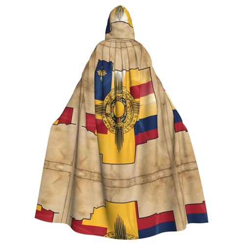 Kfjghhl Unisex Kapuzenumhang mit New Mexico Flagge, Map01, Kostüm, Party, Halloween, Cosplay, Erwachsene, Kapuzenmantel, Weihnachten, 147,3 cm von Kfjghhl