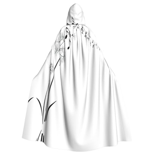 Kfjghhl Unisex Kapuzenumhang mit botanisch fliegenden Musiknoten, Umhang, Kostüm, Party, Halloween, Cosplay, Erwachsene, Kapuzenmantel, Weihnachten, 147,3 cm von Kfjghhl