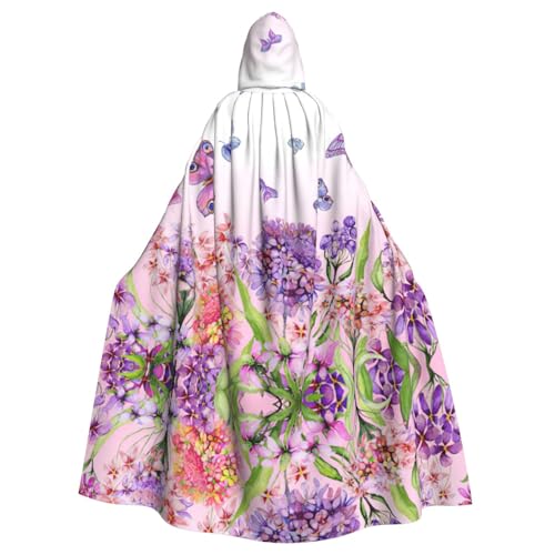 Kfjghhl Unisex Kapuzenumhang mit schönen lebendigen Blumen, bunten Schmetterlingen, Kostüm, Party, Halloween, Cosplay, Erwachsene, Kapuzenmantel, Weihnachten, 147,3 cm Kfjghhl Unisex Kapuzenumhang mit schönen lebendigen Blumen, bunten Schmetterlingen, Kostüm, Party, Halloween, Cosplay, Erwachsene, Kapuzenmantel, Weihnachten, 147,3 cm von Kfjghhl