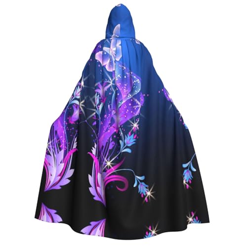 Kfjghhl Violetter Schmetterlings-Halloween-Umhang, goldener Kapuzenumhang, volle Länge, Robe, Umhang, Halloween-Kostüm, Cosplay, Party von Kfjghhl