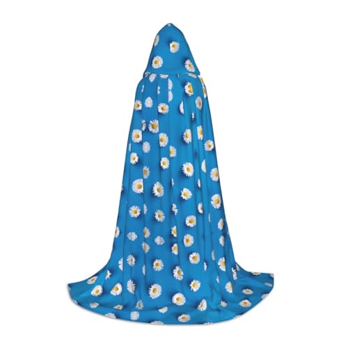 Kfjghhl Weißer Gänseblümchen-Umhang, langer Kapuzenumhang, Hexenkostüm, Halloween-Kostüm, für Damen und Herren, 88,9–149,7 cm Kfjghhl Weißer Gänseblümchen-Umhang, langer Kapuzenumhang, Hexenkostüm, Halloween-Kostüm, für Damen und Herren, 88,9–149,7 cm von Kfjghhl