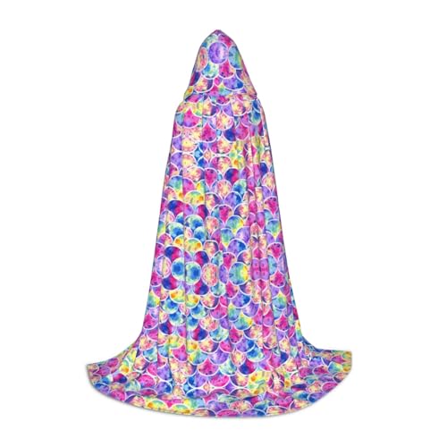 Kfjghhl Wunderschöner Regenbogenfarben, langer Meerjungfrauen-Umhang mit Kapuze, für Teenager, Kinder, Hexenkostüm, Halloween-Kostüm, für Damen und Herren, 88,9–149,7 cm Kfjghhl Wunderschöner Regenbogenfarben, langer Meerjungfrauen-Umhang mit Kapuze, für Teenager, Kinder, Hexenkostüm, Halloween-Kostüm, für Damen und Herren, 88,9–149,7 cm von Kfjghhl