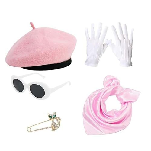 1980er Jahre Französisch Kostüm Set French Berets Hutgläser Schalhandschuhe Französische Künstler Kits Für Halloween Cosplay Carnivals von Kfwfuaee