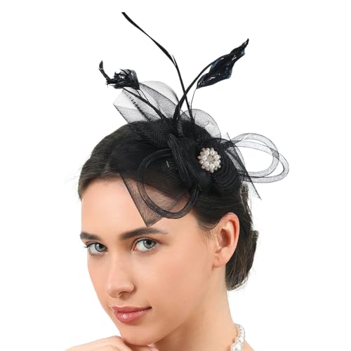Blumenfedern für Frauen und formelle Anlässe, Haar-Accessoires und elegante Blume aus Tüll, Federn, Einheitsgröße Blumenfedern für Frauen und formelle Anlässe, Haar-Accessoires und elegante Blume aus Tüll, Federn, Einheitsgröße von Kfwfuaee
