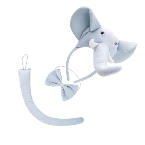 Kfwfuaee 1/3/4/5pcs Elefant Kostüm Elefant Ohren Stirnband Schwanz Bowtie Tutus Set Elefant Cosplay Kostümzubehör von Kfwfuaee