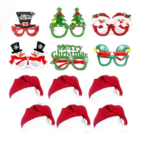 Kfwfuaee Brillenrahmen für Weihnachtsfeiern, mit Weihnachtsmütze, Slap Armbänder, Stirnband, Weihnachtsfeier, Dekoration für Kinder und Erwachsene Kfwfuaee Brillenrahmen für Weihnachtsfeiern, mit Weihnachtsmütze, Slap Armbänder, Stirnband, Weihnachtsfeier, Dekoration für Kinder und Erwachsene von Kfwfuaee