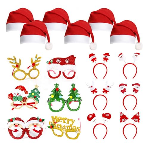 Kfwfuaee Brillenrahmen für Weihnachtsfeiern, mit Weihnachtsmütze, Slap Armbänder, Stirnband, Weihnachtsfeier, Dekoration für Kinder und Erwachsene Kfwfuaee Brillenrahmen für Weihnachtsfeiern, mit Weihnachtsmütze, Slap Armbänder, Stirnband, Weihnachtsfeier, Dekoration für Kinder und Erwachsene von Kfwfuaee
