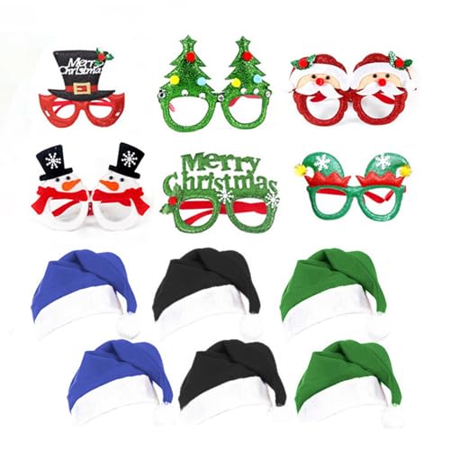 Kfwfuaee Brillenrahmen für Weihnachtsfeiern, mit Weihnachtsmütze, Slap Armbänder, Stirnband, Weihnachtsfeier, Dekoration für Kinder und Erwachsene Kfwfuaee Brillenrahmen für Weihnachtsfeiern, mit Weihnachtsmütze, Slap Armbänder, Stirnband, Weihnachtsfeier, Dekoration für Kinder und Erwachsene von Kfwfuaee