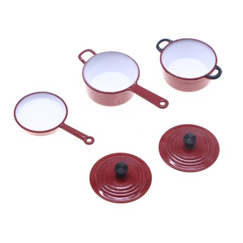 Kfwfuaee Emaillierte Miniaturtöpfe Pan Set Model Figur Für Puppenhaus Enthusiasten Und Sammlerszene Setting Scratch Resistance Realistische Spielzeugküchenware Set von Kfwfuaee