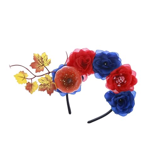 Kfwfuaee Halloween Stirnband Blumenkürbisse Stirnbandschädel Haar Hoop Für Cosplay Kostümverkleidung Partyzubehör Stirnbänder Für Frauen von Kfwfuaee