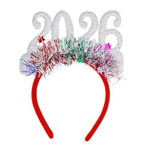 Kfwfuaee Jahr 2026 Glitzerndes Haarband Für Erwachsene Kinder Verstellbare Kunststoffhaar Hoop Festival Accessoire Für Urlaubsereignisse Glitzernder Party Haarzubehör von Kfwfuaee