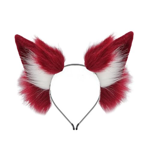 Kfwfuaee Pelzkatzen Ohren Stirnband Mit Plüsch Schwanz Anime Cosplay Accessoires Für Halloween Partys Tierkostüm Füchse Kostüm von Kfwfuaee