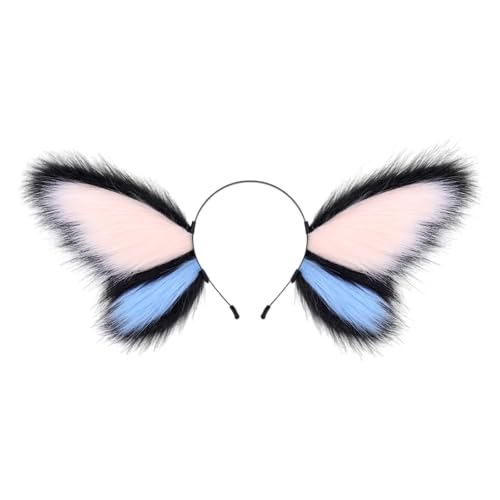 [Kfwfuaee] Plüsch Schmetterling Stirnband Ohren Tier Stirnband Haarschmuck Haarschmuck Halloween Kostüm Kinder Erwachsene Weihnachten Halloween Party Cosplay von Kfwfuaee
