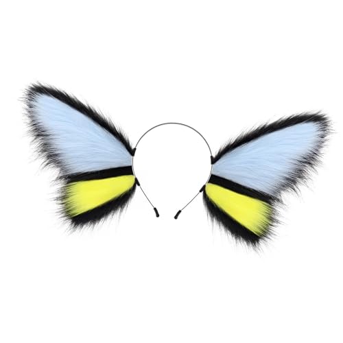[Kfwfuaee] Plüsch Schmetterling Stirnband Ohren Tier Stirnband Haarschmuck Haarschmuck Halloween Kostüm Kinder Erwachsene Weihnachten Halloween Party Cosplay von Kfwfuaee