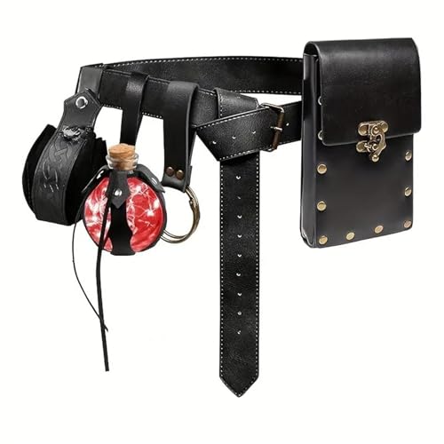 Kfwfuaee Renaissance Bikinsis Kostüm Zubehör Mittelalter Pirat Trank Flasche Haken Gurt Halloween Renaissance Cosplay Kostüm von Kfwfuaee