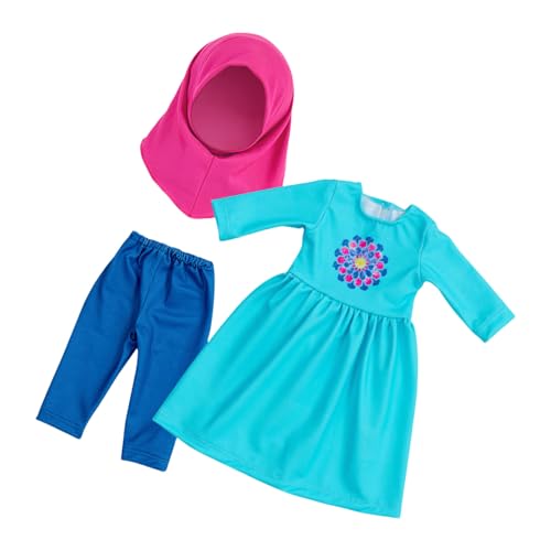 Kfwfuaee Stilvolle Farbenfrohe Hijab Pyjama Für 18 Zoll Mädchen Puppen Kleid Tragen Puppen Kleidung Mädchen Puppen Pyjama Bunte Kopfbedeckung von Kfwfuaee