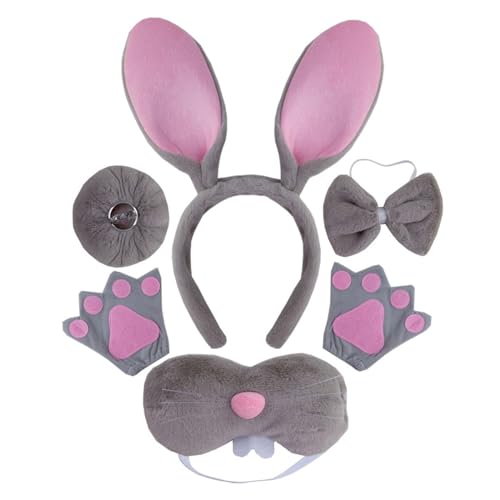 [Kfwfuaeee] Hasenkostüm-Sets Hase Stirnband Ohren Handschuh Schwanz für Kinder Halloween Kostüm Party von Kfwfuaee
