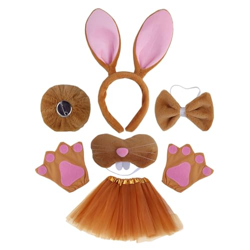 [Kfwfuaeee] Hasenkostüm-Sets Hase Stirnband Ohren Handschuh Schwanz für Kinder Halloween Kostüm Party von Kfwfuaee