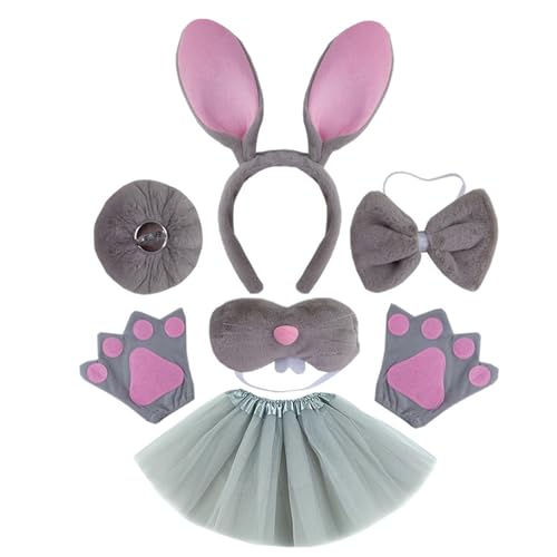 [Kfwfuaeee] Hasenkostüm-Sets Hase Stirnband Ohren Handschuh Schwanz für Kinder Halloween Kostüm Party von Kfwfuaee