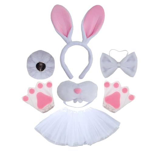 [Kfwfuaeee] Hasenkostüm-Sets Hase Stirnband Ohren Handschuh Schwanz für Kinder Halloween Kostüm Party von Kfwfuaee