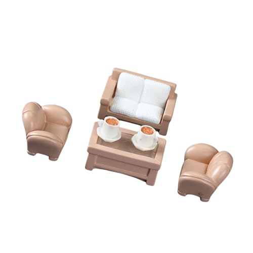 Miniaturmöbel Set Sofa Couchtisch Kaffeetasse Set Für Dollhouses Wohnzimmer Und Balkon Mit Dekoration von Kfwfuaee